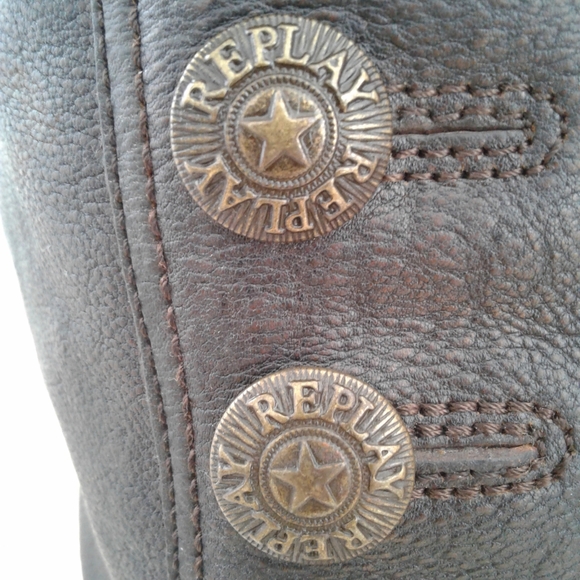 REPLAY LONG knee high LEATHER BOOTS Cowgirl Cowboy - Picture 3 of 7